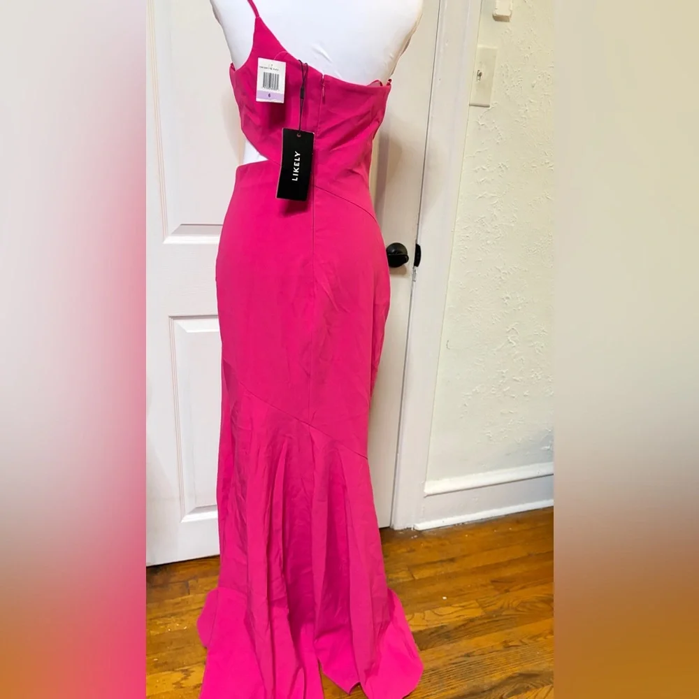 Likely Hot Pink One-Shoulder Mermaid Maxi Dress - Picture 6 of 9